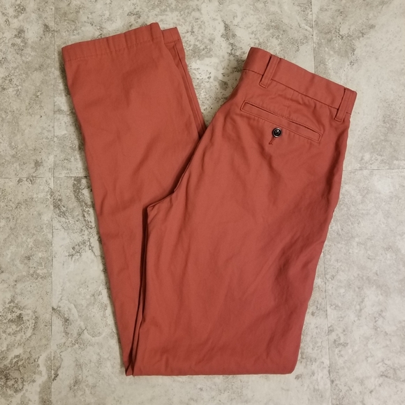 Lands' End Men's Bright Rust Straight Fit Pants - Picture 2 of 5